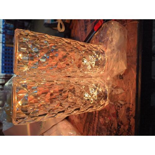 Portable Crystal Table Lamp, 16-Color Touch Control Rechargeable Night Light, Bedside Desk Lamp for Bedroom, Living Room, Kitchen & Dining Room (16-Color Rose)