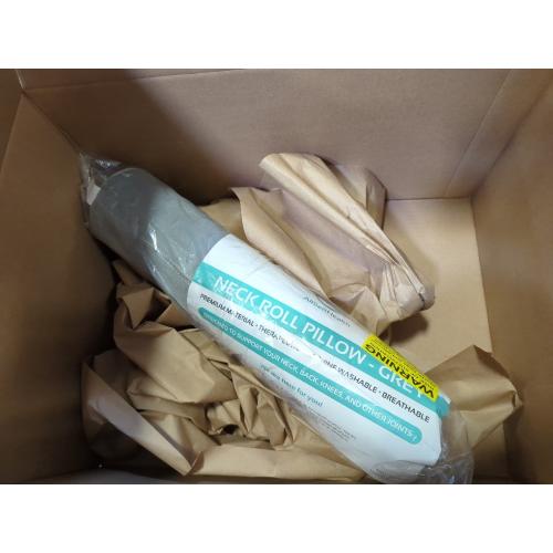 Grey AllSett Health Cervical Neck Roll Memory Foam Pillow, Bolster Pillow, Round Neck Support for Sleeping | Bolster for Bed, Legs, Back and Yoga