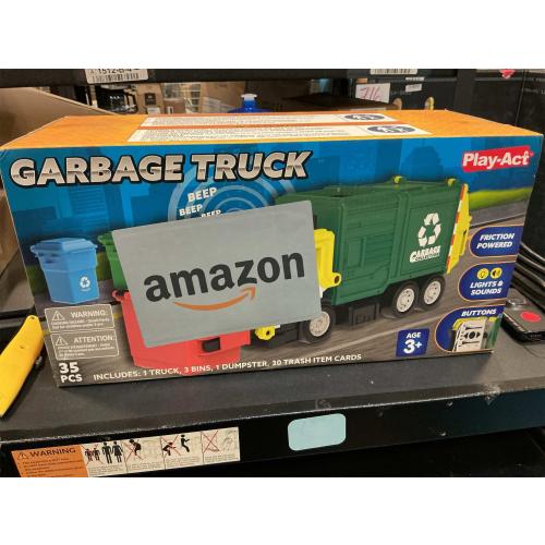 JOYIN Large Friction Powered Garbage Truck Toy Set, Includes Dumpster, Trash Bins, and Learning Cards for Kids, Boy Toys Birthday Gift for Boys Girls Kids Toddler Gift for Christmas