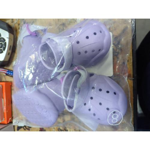 Dog Shoes, Dog Sandals for Hot Pavement, Non-Slip Waterproof Dog Booties for Winter Snowy Day and Summer, Adjustable Straps Easy-Clean Beach Outdoor Pet Boots Rugged Sole-4Pcs Purple