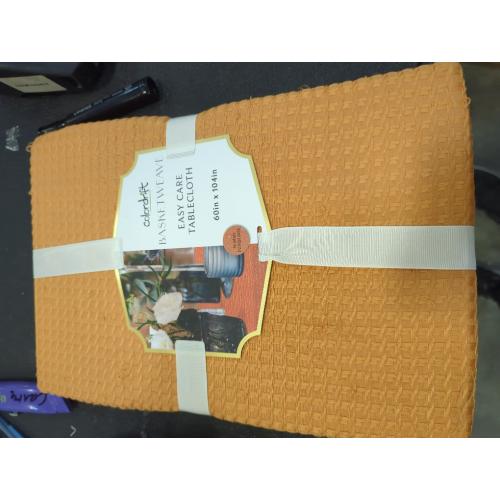 Colordrift Basketweave Orange Easy Care Tablecloth 60 x 104