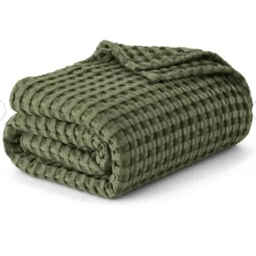 Bedsure Green Woven Blanket Waffle 50x70