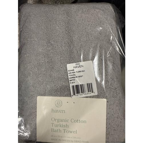 Haven Turkish Cotton Bath Towel in Harbor Mist Grey - set of 2