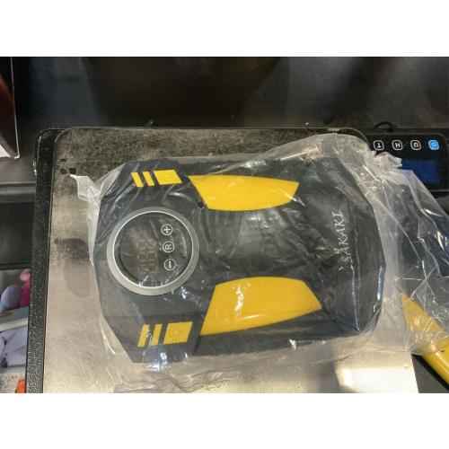 Tire Inflator Portable Air Compressor Car Tire Pump with 3 Nozzle Adaptors and Digital LED Light DC 12V Electric Car Air Pump for Car Tires and Other Inflatables Yellow