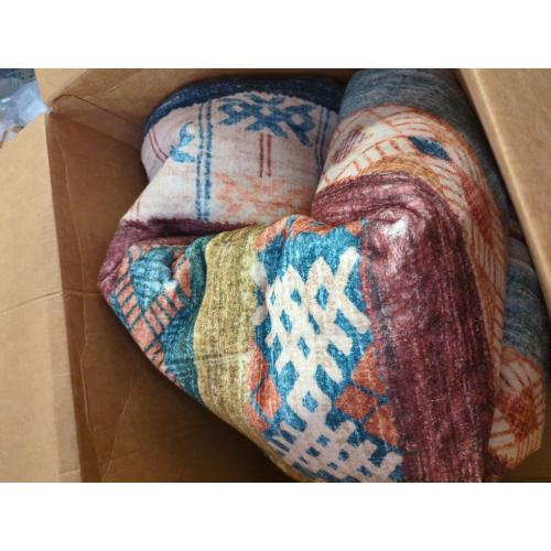 8x10 Washable Area Rug: Moroccan Large Neutral Boho Area Rug for Living Room & Bedroom Geometric Non-Slip Farmhouse Carpet for Living Room Red&Blue Colourful 8'x10'.