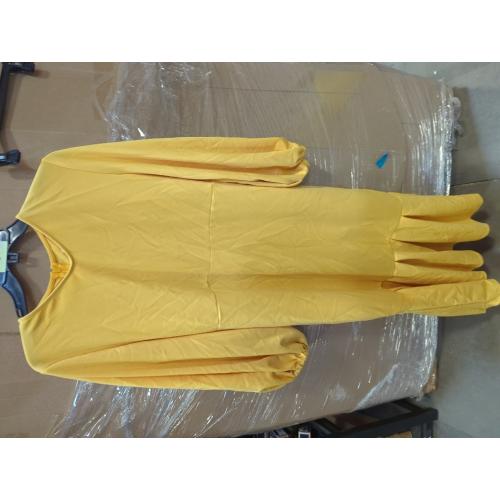 Women's 3XL Spring and Autumn Dresses Loose Cotton Solid Color Round Neck Long Sleeve Dresses