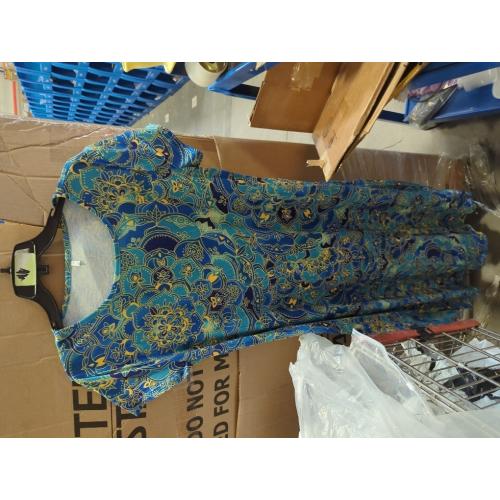 Summer XL Women's Floral Botanical Print Flowy Dress Crew Neck Short Sleeve Casual Beach Cover Ups Sundress with Pockets