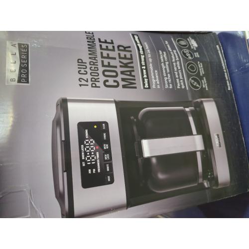 Black & Silver bella PRO - 12-Cup Programmable Coffee Maker - 90194 - Stainless Steel