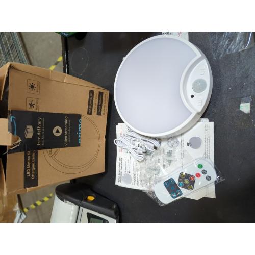 WHITE 7.8in DEEPLITE Battery Ceiling Light Motion Sensor Rechargeable Wireless Shower Light with Remote,5500K 8000mAh,Timing, Motion Activated Overhead Lighting for Closet Bathroom Hallway Porch