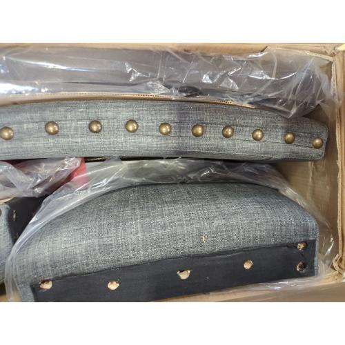 Roundhill Furniture PC164TA Biony Fabric Bar Stools with Nailhead Trim (Set of 2), Gray