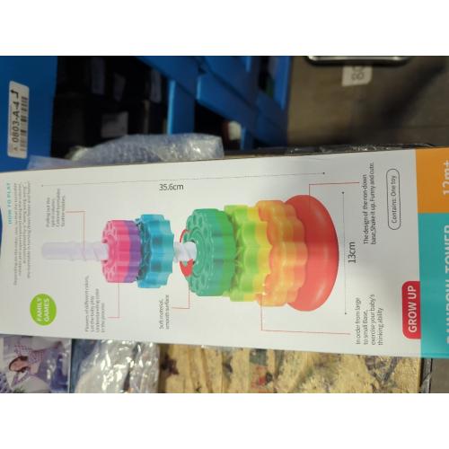 Baby Spinning Stacking Toys for Toddlers 1-3, Rainbow Ring Stacker Montessori Toys for Babies 6-12 Months, 1 2 3 One Year Old Girl Boy Christmas Birthday Gifts, Autism Sensory Learning Toy