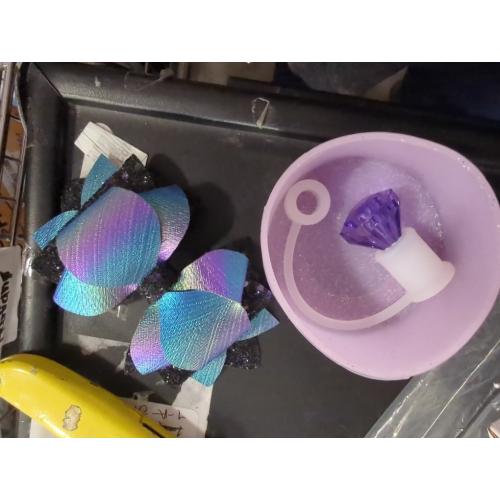 3 PCS Cup Accessories Set for Stanley 30&40oz Tumbler with Handle，Cute Bow Straw Decorate and 10mm Straw Topper、Glitter Silicone Boot，Cute Tumbler Accessories，Gift for Women & Girls(Gradient Purple)