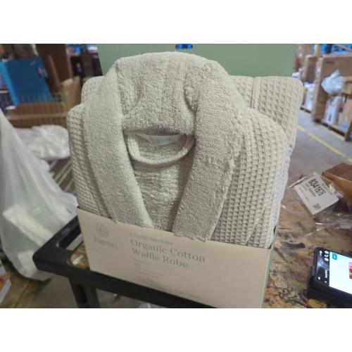 Coyuchi Unisex Organic Waffle Robe, Long Bathrobe, Cotton, Fog, (XS-S)