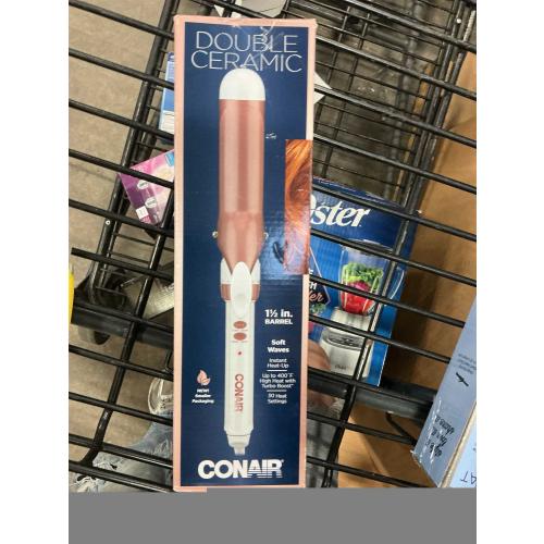 Conair Double Ceramic Curling Iron, 1 1/2 Extra-Long Barrel Hair Curling Iron, 30 Heat Settings, Turbo Heat, Auto Off, Cool Tip, Dual Voltage, Rose Gold