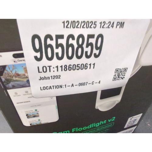 Color White Wyze Wired Outdoor Wi-Fi Floodlight v2 Home Security Camera with 2K Video, Color Night Vision, Motion Activated LEDs - White