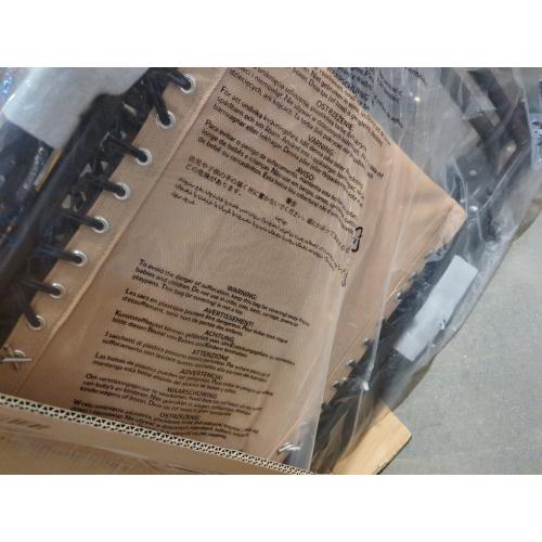 Amazon Basics Outdoor Patio Folding Reclining Lounge Rocking Chair with Pillow, Affordable Folding Chairs for Outside, Beige, 33.6 x 37.4 x 26 inch