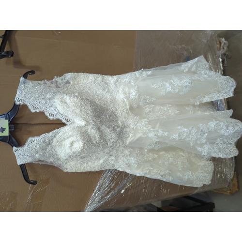 106 x 86 Short Lace Wedding Dresses Knee Length Travel Tulle Rhinestones V-Neck Lace Up Bride Gowns Vintage Dress