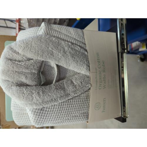 Haven Turkish Organic Cotton Waffle Robe, Large/X-Large, Lunar Rock