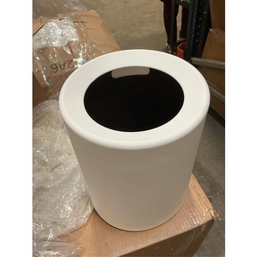 Modern Round Waste Basket - 3.2Gal/12L Open Top Trash Bin - White Garbage Can with Removable Plastic Bin - Keeps Liner Bag Hidden - Bathroom Garbage Can or Trash Can for Kitchen - Minimalist Office