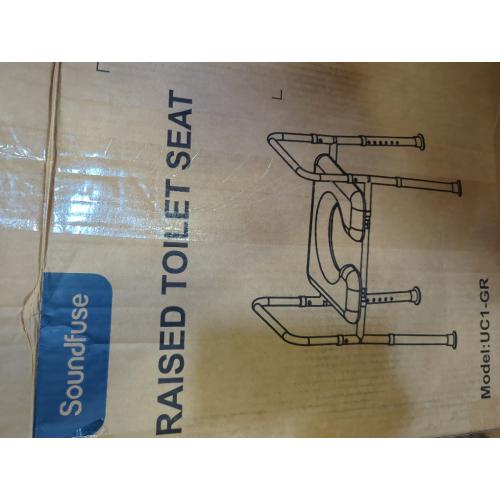 Grey Toilet Seat Riser for Seniors, Raised Toilet Seat with Handles, Adjustable Height & Width, 400lb Handicap Elevated Toilet Seat, Fit Any Toilet