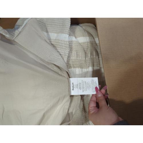 Bedsure Waffle Weave Duvet Cover King - 100% Cotton Boho Duvet Cover with 2 Pillowcases - Linen Color Textured Comforter Cover with Zipper Closure (King, 104x90)