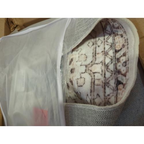 Joydeco 8x10 Area Rugs for Living Room, Non Slip Machine Washable Vintage Rug, Low Pile Chenille Print Rugs for Bedroom, Dining Room, Home Office, Pet & Child Friendly, Light Coffee