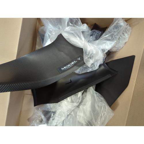 8PCS Door Sill Protector for Tesla Model Y Juniper Door Entry Guard Anti-Kick Full Protect Door Entry Cover for 2025-2026 New Model Y Juniper Interior Accessories(Carbon Fiber Pattern)