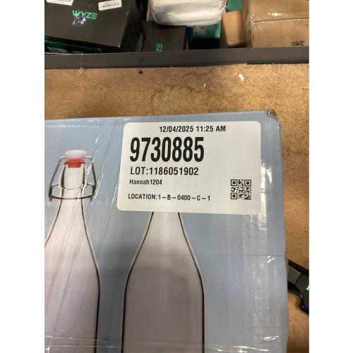 Glass Bottles, Refillable Brown Glass Storage Bottle with Swing Top Lids, Amber Iron Clasp Bottles with Stickers&Pen for Home Brewing, Drinks, Sauces, Industrial products, etc (1000ML, 8 PCS)