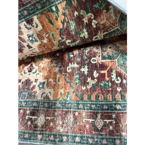 Yamaziot Washable Runner Rug, Non-Slip Boho Vintage Hallway Rug with Rubber Backing, Low Pile Faux Wool Distressed Carpet Runner for Bedroom, Kitchen, Laundry, Entrance (168 x 28)