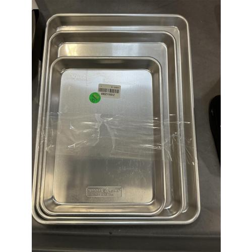 Nordic Ware Naturals 3 Piece Set - USA Made Aluminum Commercial Quality Sheet Pan for Baking or Roasting, Encapsulated Galvanized Steel Rim Prevents Warping; Half Sheet, Jelly Roll and Quarter Sheet