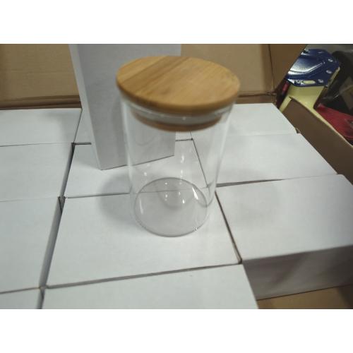 Set of 12 Glass Jars with Bamboo Lids 20 oz, 12 Pcs Stackable Kitchen Glass Pantry Storage Containers with Airtight Bamboo Lids for Rice, Candy, Sugar, Flour, Nuts, Cookie, Bean