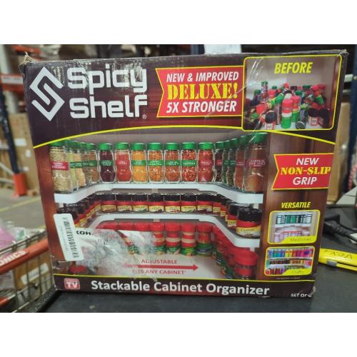 Spicy Shelf Deluxe - Expandable Spice Rack and Stackable Cabinet & Pantry Organizer (1 Set of 2 Shelves) - As seen on TV Deluxe (Spicy Shelf Organizer) - Pantry Organization - Pantry Spice Organizer