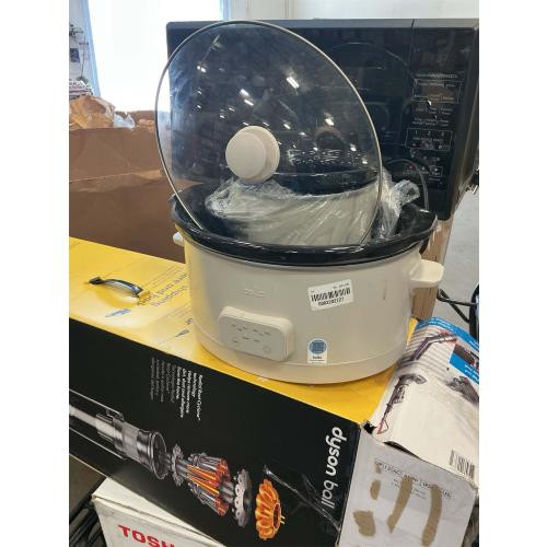 bella 6.0 Qt Programmable Slow Cooker, Ceramic Nonstick Coating, Adjustable Temperature & Cooking Times, Dishwasher Safe Stoneware Pot & Tempered Glass Lid, Tangle Free Cord Wrap, Oatmilk ‼️product may have stains or missing pieces‼️