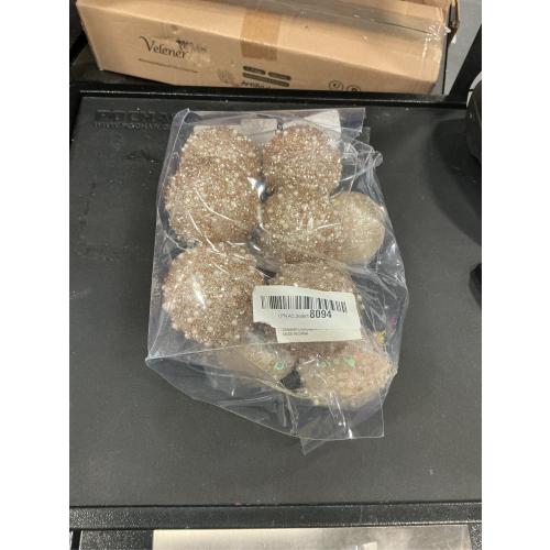 12CT Christmas Ball Ornaments, Champagne Christmas Ball Decorations Shatterproof Plastic Hanging Pearl Balls for Holiday Party(70mm/2.76)