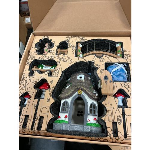 WILD PIXY Fairy Garden Kit - 13 Piece Glow in The Dark Accessories with 7.1 Outdoor Fairy House with Opening Door and Solar LED Light, Garden Door for Trees, Stones, Indoor/Outdoor Decor