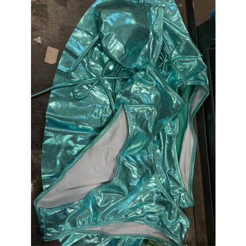 Rave Outfits for Women - EDC Sexy Music Festival Metallic Holographic Strappy Bikini Top Bottom Beach Skirt 3 pcs