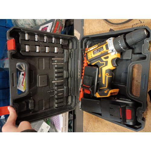 screwdriver For 21V lithium battery impact drill dual speed multifunctional household electric screwdriver repair tools(1 electricity 1 charge)