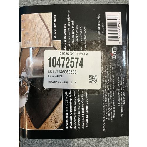 All-Clad Premium Reversible Dish Drying Mat for Kitchen: 16 x 28 Ultra-Absorbent, Long-Lasting, No Condensation, and Oversized for Large Pots and Pans - 2 Pack, Pewter