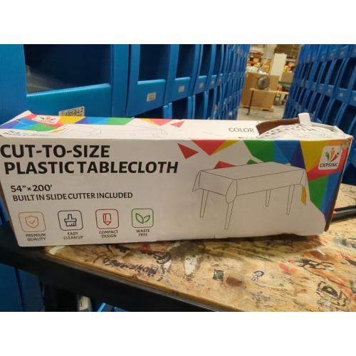 CXPSINC 54 Inch X 300 Feet Plastic Table Cover Roll Disposable Tablecloth with Slide Cutter for All Type/Shape Tables | Picnic, Party, Banquet, Birthdays, Weddings (White, 300 Feet)