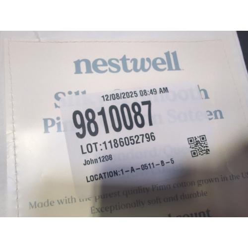 Set of 2 Size Queen Color White Nestwell Pima Cotton Sateen 500-Thread-Count Standard/Queen Pillowcase Set in Bright White