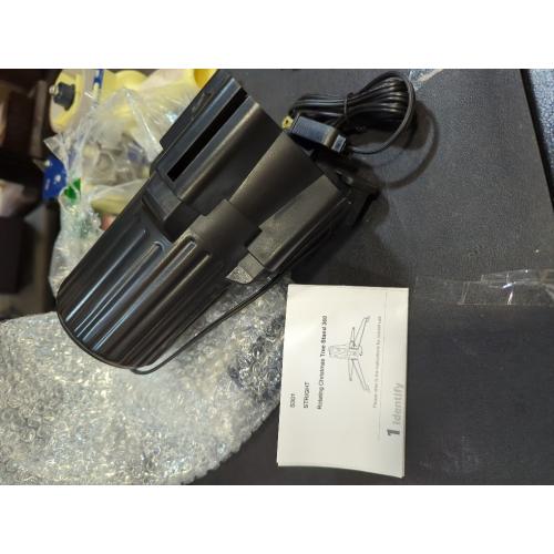 Stright 360 Degree Rotating Christmas Tree Stand, Revolving Artificial Tree Base for Tree Up to 7.5FT, Spinning Christmas Tree Stand with 2 Settings Trunk Diameter and One Built-in Electrical Outlet