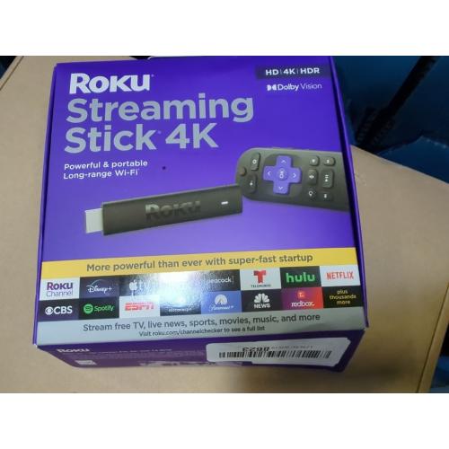 Roku Streaming Stick 4K - HDR & Dolby Vision Roku Streaming Device for TV with Voice Remote & Long-Range Wi-Fi - Free & Live TV