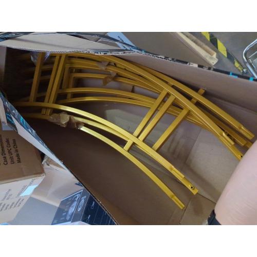 Queension Metal Arch Backdrop Stand 8Ft Wide 7Ft High, Wedding Arch Frame for Wedding Decorations, Balloon Arch Stand with Base for Ceremony, Outdoor Garden Arch Trellis for Climbing Plants, Gold