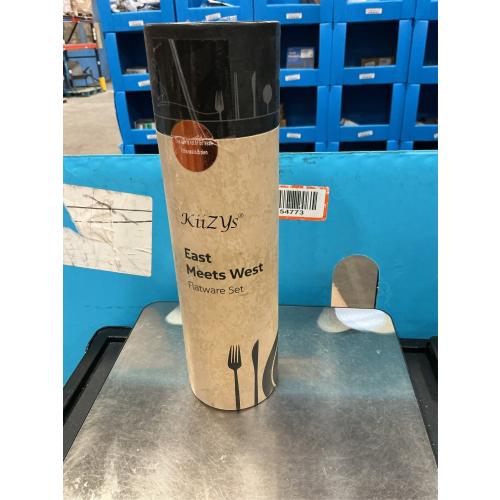 Matte Gold Utensils Set - 16-piece KiiZYs Cutlery Stainless Steel Silverware - Flatware Set Korean Chopsticks Fork Spoon Knife - Cubiertos Dorados Dishwasher Safe Gift Box (Gold, Service for 4)