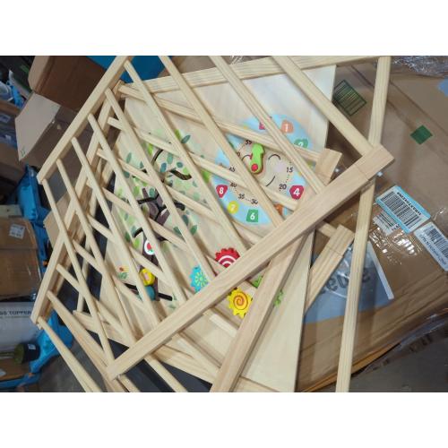 Wooden Playpen Extra Large for Toddlers and Babies - Under The Sea Theme Toy Design - (8/10) Wood Panels - Foldable and Adjustable Baby playpen - Extra Large Baby playpen (8-Panels)