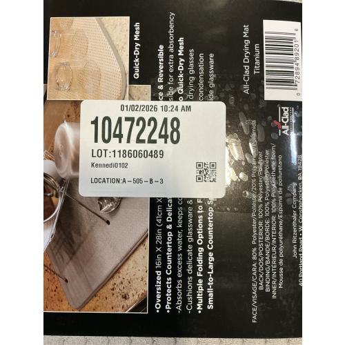All-Clad Premium Reversible Dish Drying Mat for Kitchen: 16 x 28 Ultra-Absorbent, Long-Lasting, No Condensation, and Oversized for Large Pots and Pans - 2 Pack, Titanium