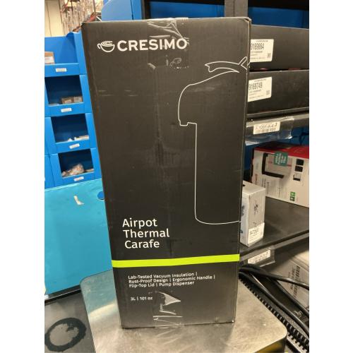 Cresimo Coffee Carafe with Pump - 102oz / 3L Airpot 12 Hours Large Hot Water Carafe, Cocoa Dispenser for Parties - Tea Flask, Insulated Stainless Steel Airpots for Hot Beverage Dispenser -Coffee Pump