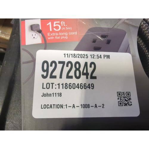 GE Size  15-ft 16/3 Black 3 Prong Indoor SJT Light Duty