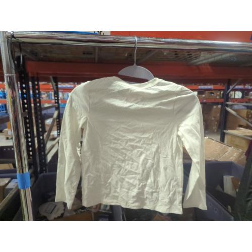 SIZE 6-7. Girls' Long Sleeve 'Jolly and Joyful' Graphic T-Shirt - Cat & Jack™ Off-White S