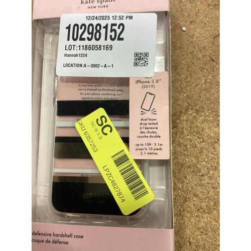 kate spade new york Defensive Hardshell Case (1-PC Comold) for iPhone 11 Pro, Park Stripe Gold Foil/Black/Cream/Cream Bumper/Clear